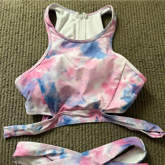 Tempt Me High Neck Criss Cross Tie Dye Bikini Swimsuit NWOT - Picture 9 of 9